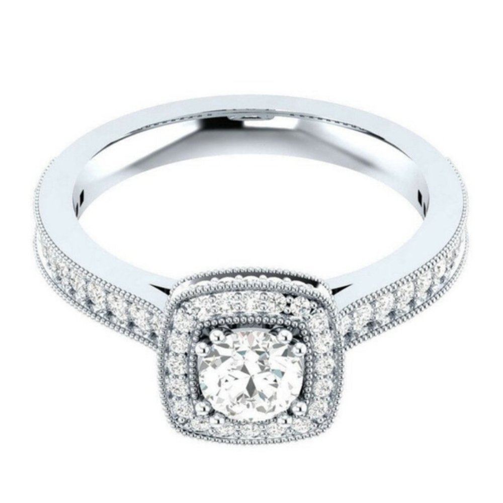 Beautiful Round Cut White Sapphire Ring New - Picture 3 of 4